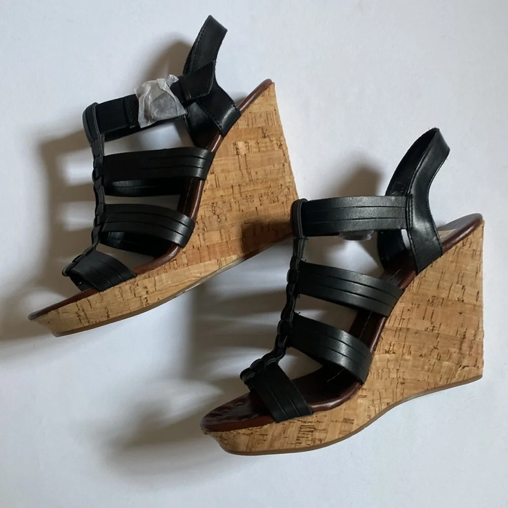 Dolce Vita Shoes Platform Wedge Leather Cork Sandals size 9